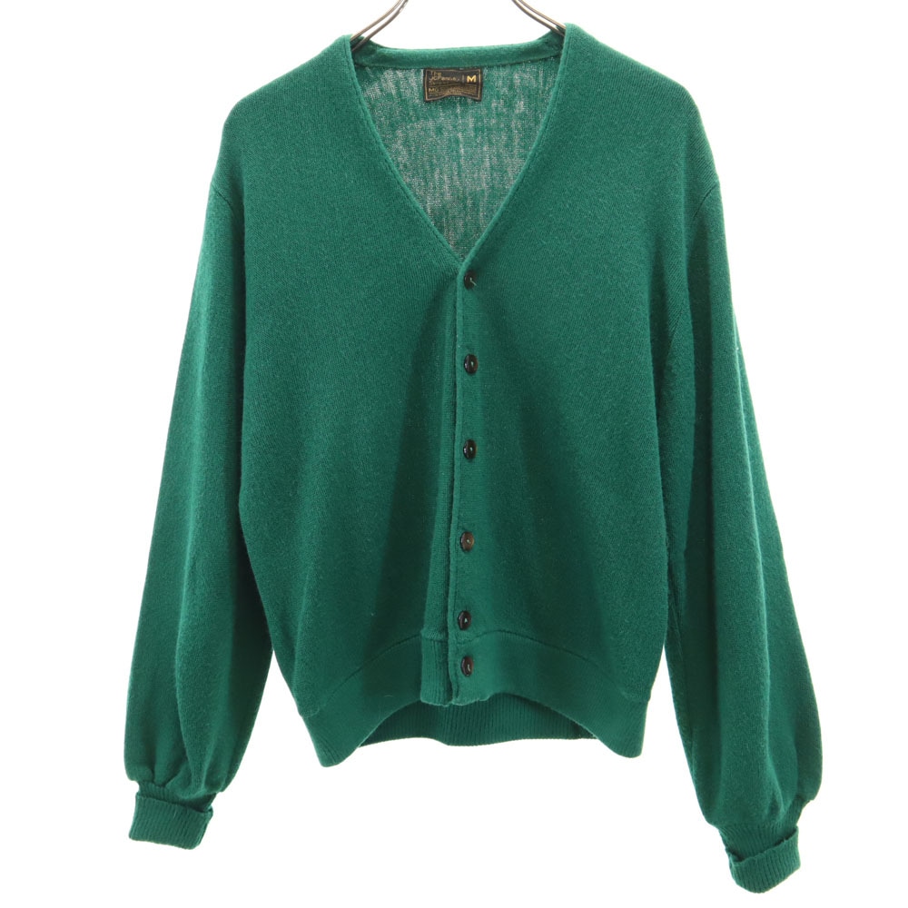 70s ヴィンテージ 長袖 アクリル カーディガン M グリーン メンズ