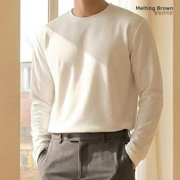 メンズ長袖Tシャツ起毛無地Tシャツ KU04