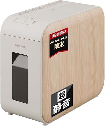 【静音タイプ】 静音シュレッダー 家庭用 細断枚数6枚 クロスカット 連続使用10分 ダストボックス7.5L A4/60枚収容 音を気にせず使える 細断くず量確認窓付き AZ-P6HCS-NO ナチュ