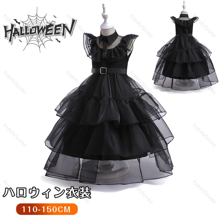 ウェンズデイ コスプレ コスチューム ドレス アダムスファミリー ウェンズデー 礼服 アダムスウェンズデー コスプレ衣装 ドレス ブラック アダムス ドレス コスプレ衣装 変装 仮装 制服 日常服