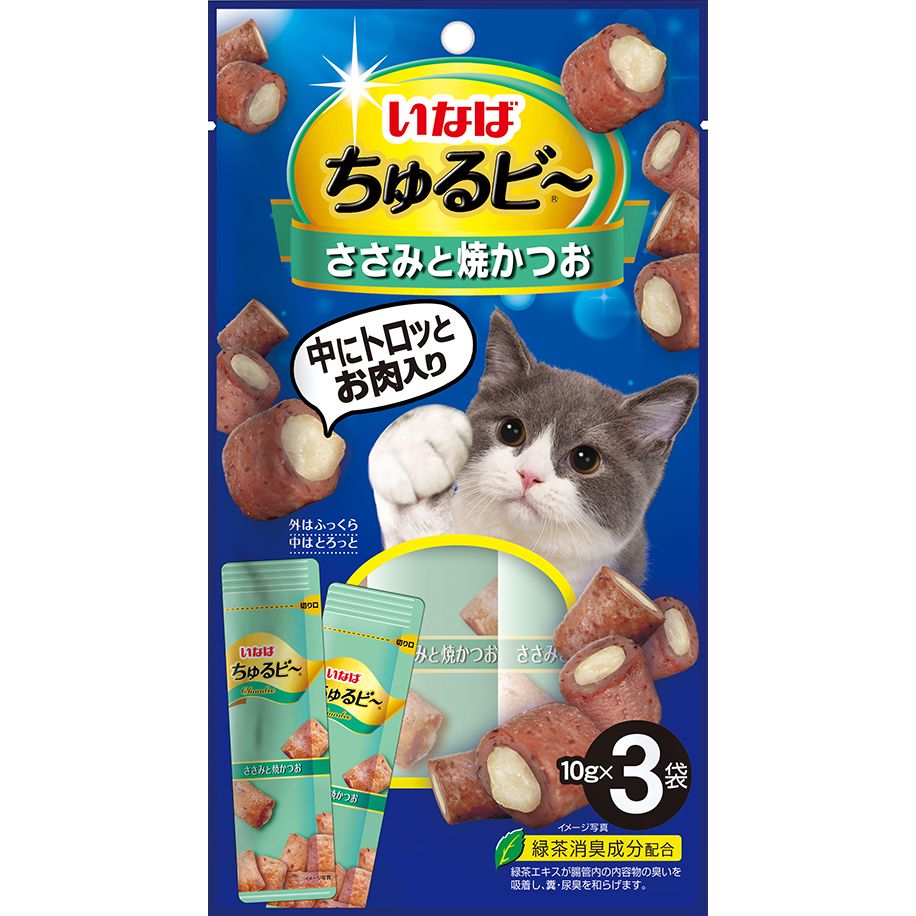 （まとめ買い）ちゅるビ ささみと焼かつお 10gx3袋 猫用おやつ [x20]