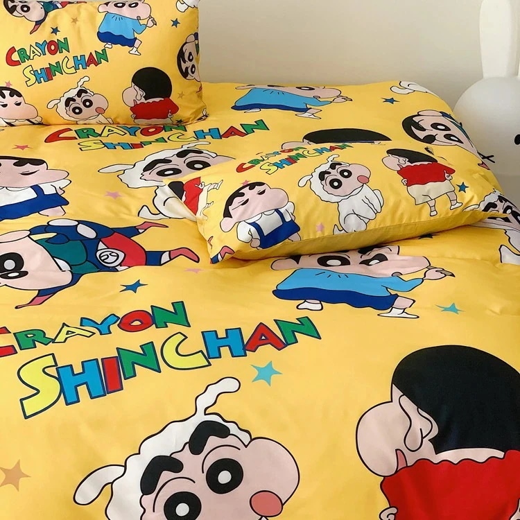 人気ふんわりキュートなクレヨンしんちゃん女の子用純綿4点セットさわやかコットン掛け布団カバーオールシーズン快適寝具