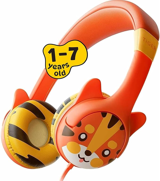 キッズ用ヘッドホン 85dB 音量制限 調節可能で安全な聴覚保護 絡まないケーブル 有線オンイヤーイヤホン 子供 幼児 男の子 女の子用
