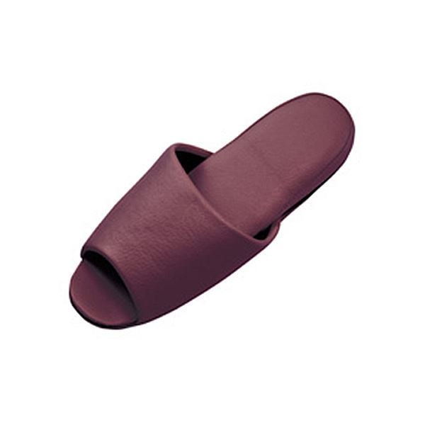 （まとめ） オーミケンシ 抗菌ビニールレザー調スリッパ（前開き） ダークワイン 1足 [x5セット]