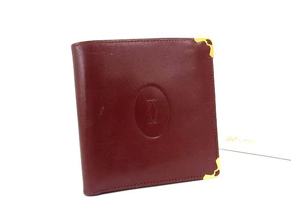 カルティエ 二つ折り財布 マストライン レザー 73184192 ゴールド金具 ボルドー 折財布 カード入れ 札入れ 人気 ブランド ウォレット 小銭入れ プレゼント サイフ【本物保証】