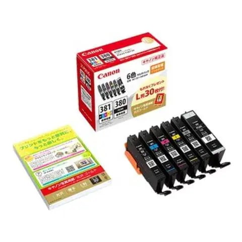 CANON キヤノン 純正インクタンク BCI-381+380/6MP（6色マルチパック）＋写真用紙（L判）30枚付き BCI381+380/6MP 5,120円