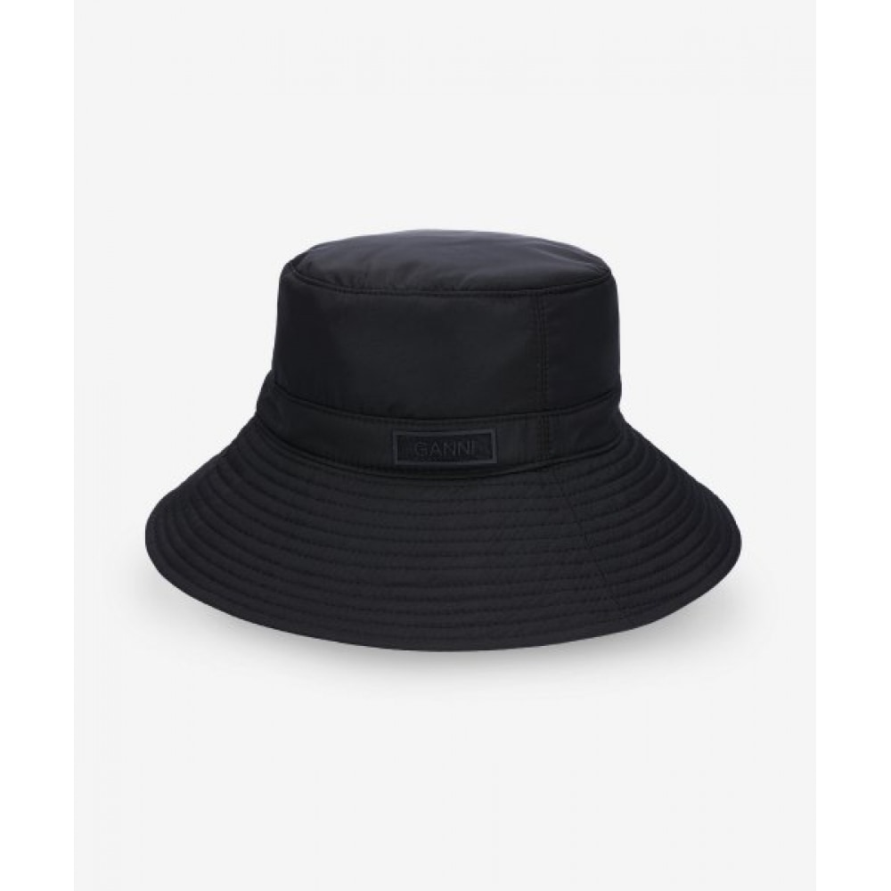 GANNI レディースリサイクルテックバケットハット-ブラック/A4735099