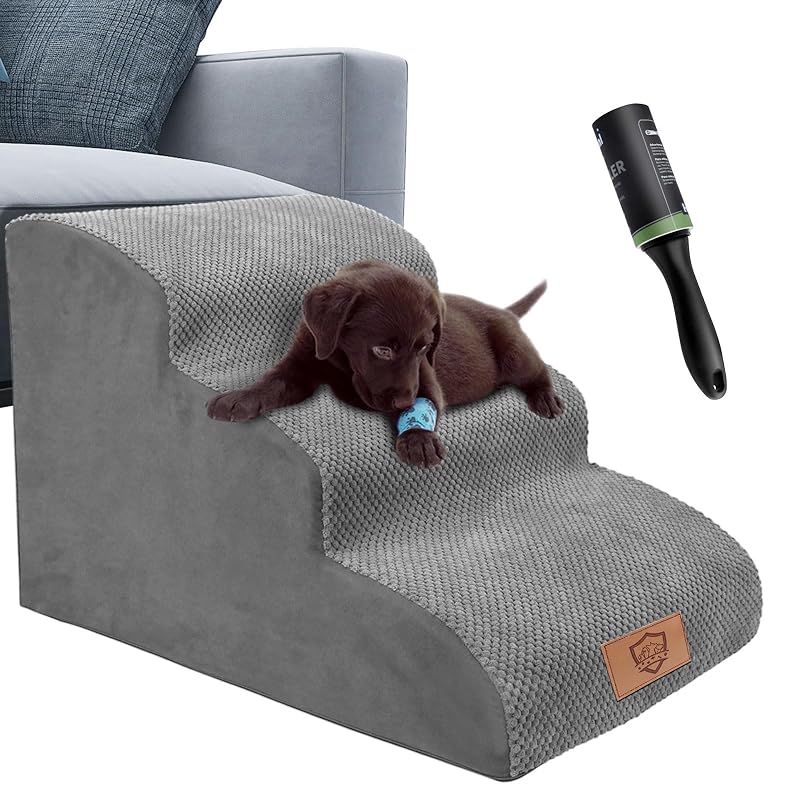 Masthome 犬 階段 犬スロープ階段 ドッグステップ 犬用ステップ 3段 2色 ペット用 ステップ 階段 滑り止め 怪我防止 洗えるカバー 取り外し可能 ペット用品 小型犬 室内犬 高齢犬 介護