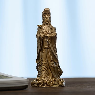 媽祖 女神像 黄銅製の平安と守護の象徴家庭やオフィスのインテリアに適なヴィンテージデザイン