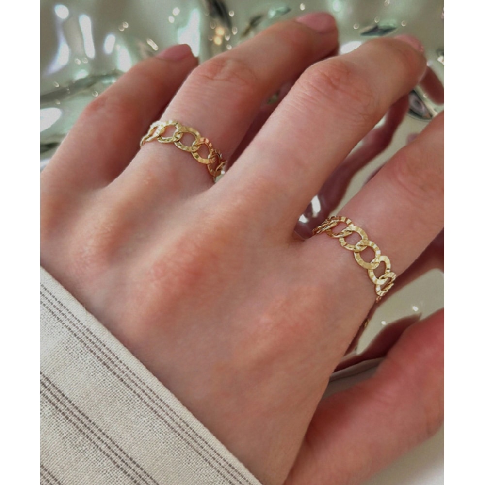 ヘレネ ジュエリー 14K ハロー フラット オレオール チェーン リング