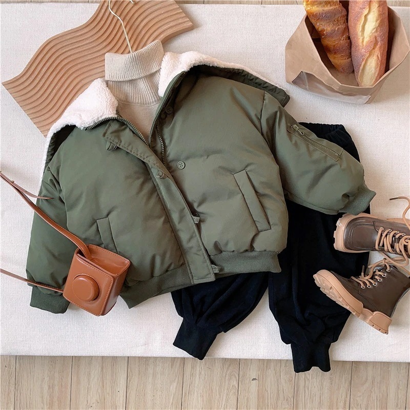 【迅速な出荷】2024冬の新作子供服子供大開襟ダウンジャケット男女子供連帽ショート丈ダウンコートを厚くする