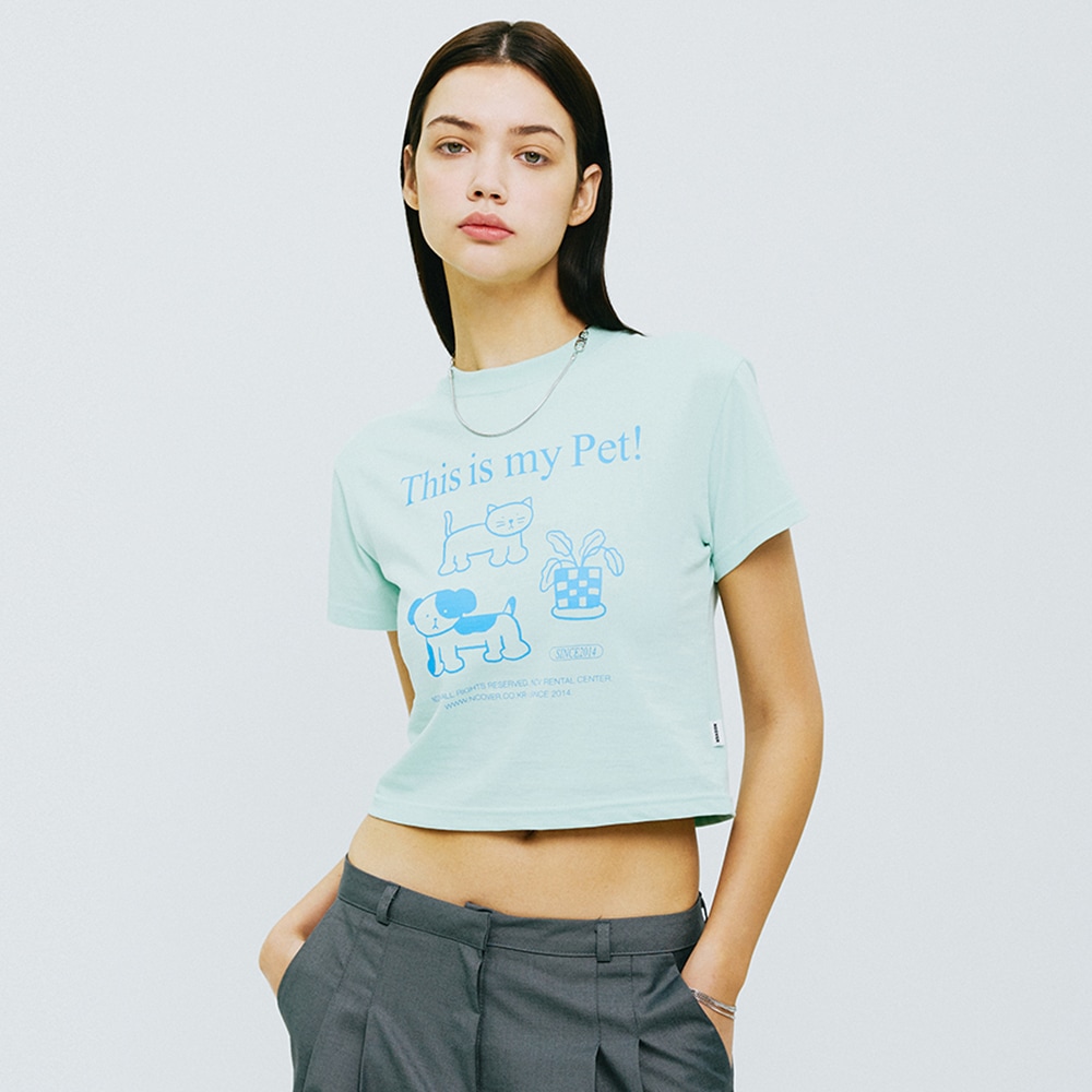 THIS IS MY PET CROP TSHIRT-MINT