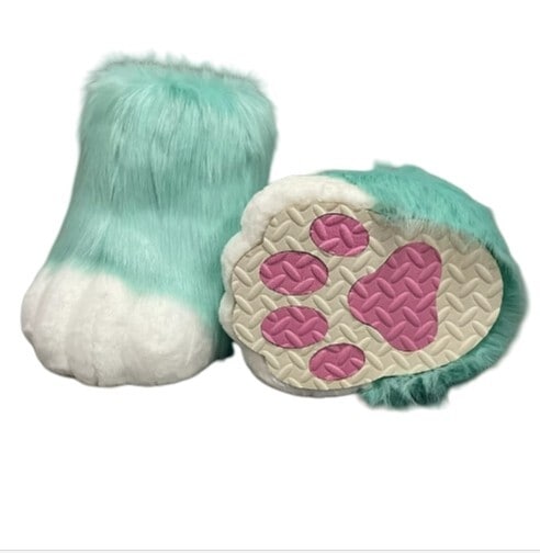 着ぐるみ ケモノ足 ミント色 Mサイズ 22.5~24CM ケモノ脚 ファースーツ ケモノ fursuit ぬいぐるみ コスプレ コスチューム kigurumi