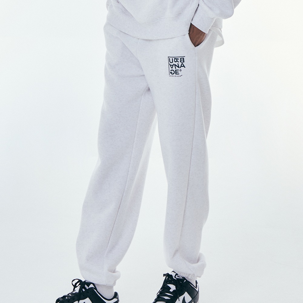 Logo point jogger pants (Melange White)