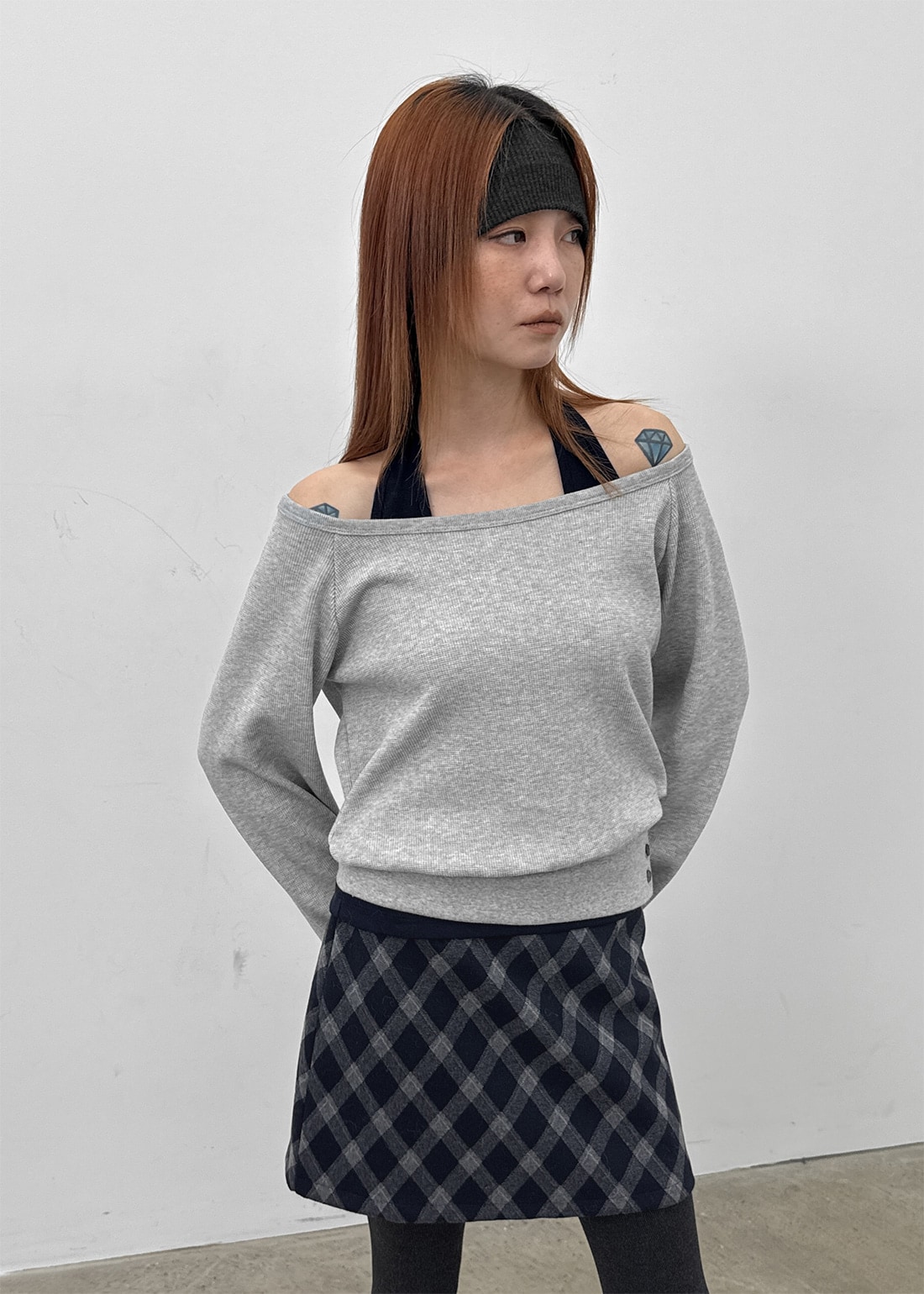 Filenセット - ホルターネックノースリーブロングスリーブTシャツ