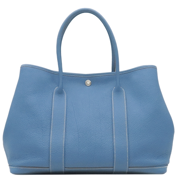 エルメス HERMES トートバッグ ガーデンパーティーPM ネゴンダ アズール シルバー金具 青 水色 O刻印【中古】