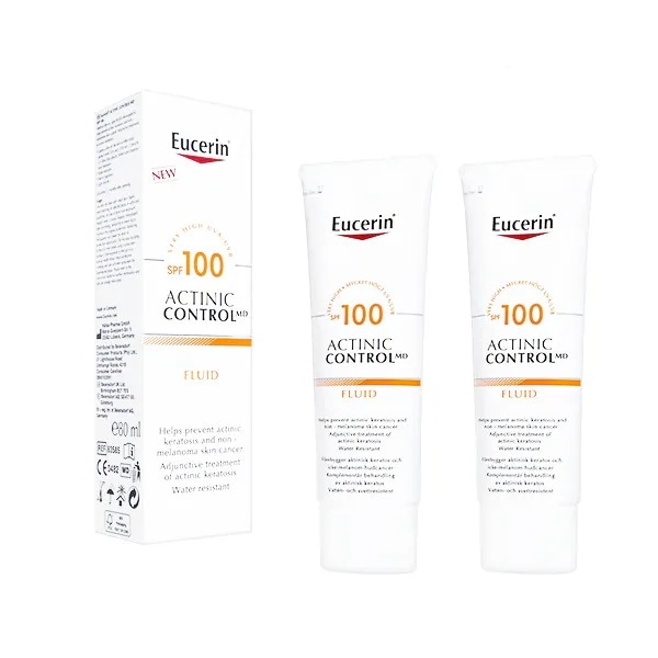 ユーセリン アクティニクコントロールMDフルイド SPF100 80ml 2本 Eucerin Actinic Control MD Fluid 日焼け止め 無香料