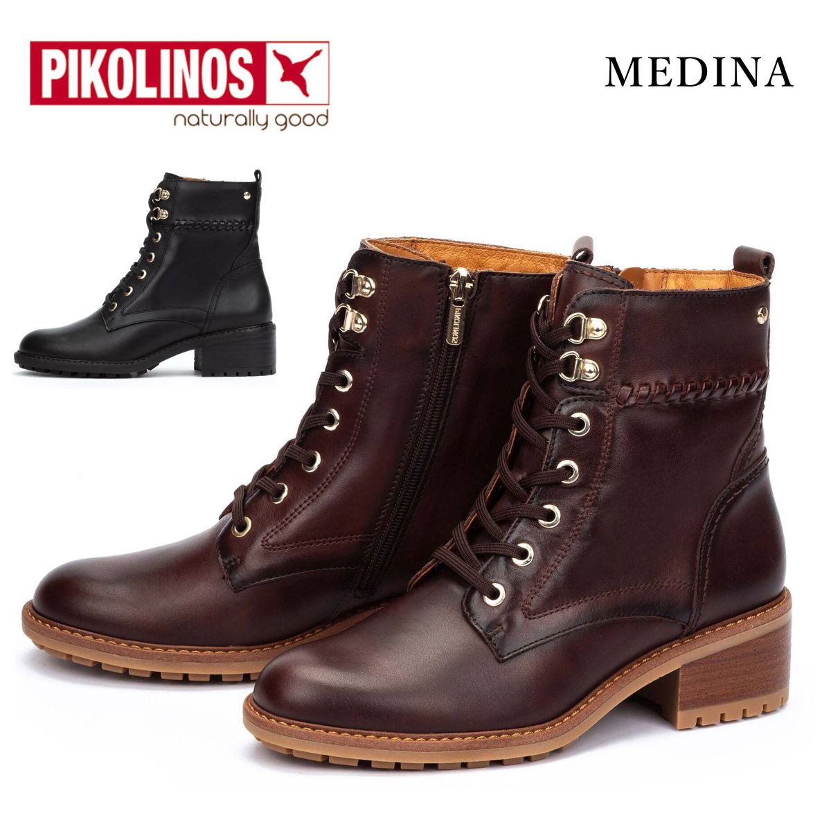 ピコリノス PIKOLINOS レディース レザー シューズ ハイカット ブーツ PK-736 本革 レースアップ 紐 MEDINA メディナ スペイン