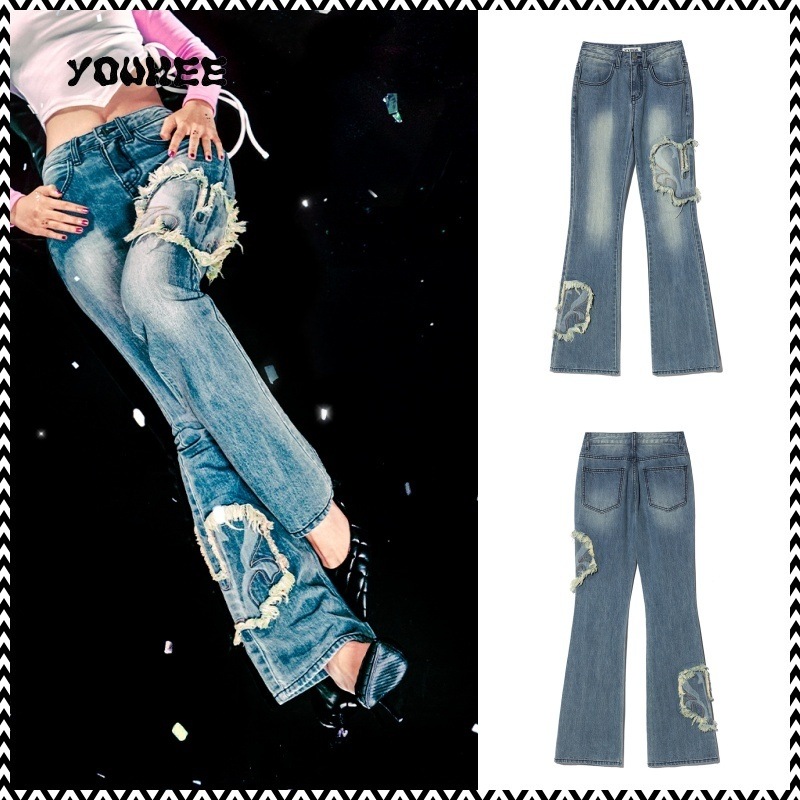 YOUHEE SYMBOL PATCH BOOTSCUT PANTS