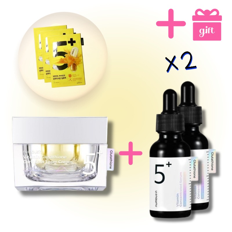 【GIFT】[3個セット] 5番 白玉グルタチオンCメラゼロクリーム 50ml X1個 + 5番 白玉グルタチオンＣ美容液 30ml X2個