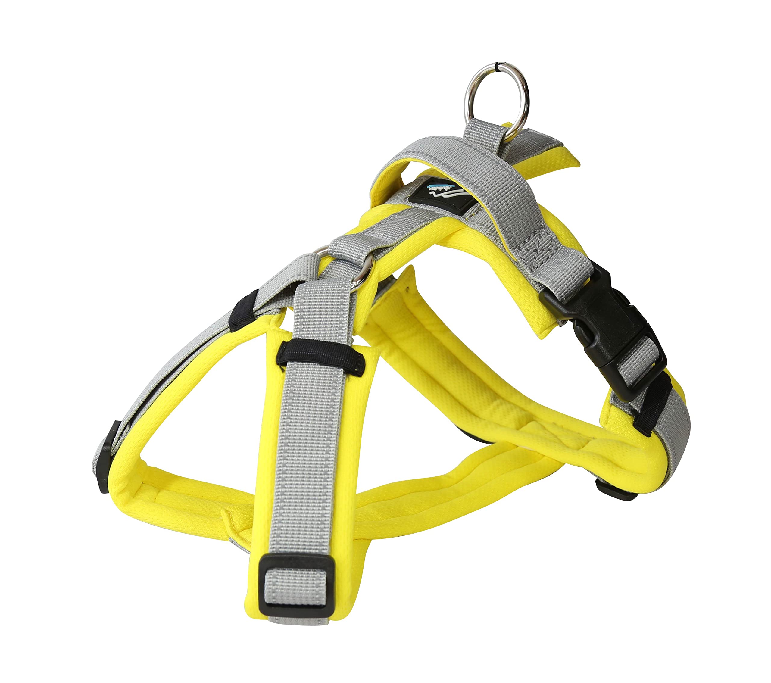 Hakusan ゼロハーネス 負担軽減 犬用ハーネス サイズ調整可 簡単着脱 夜間反射材 軽量 通気 ハンドル付き ネームプレート XL サイズ メッシュイエロー×グレイ
