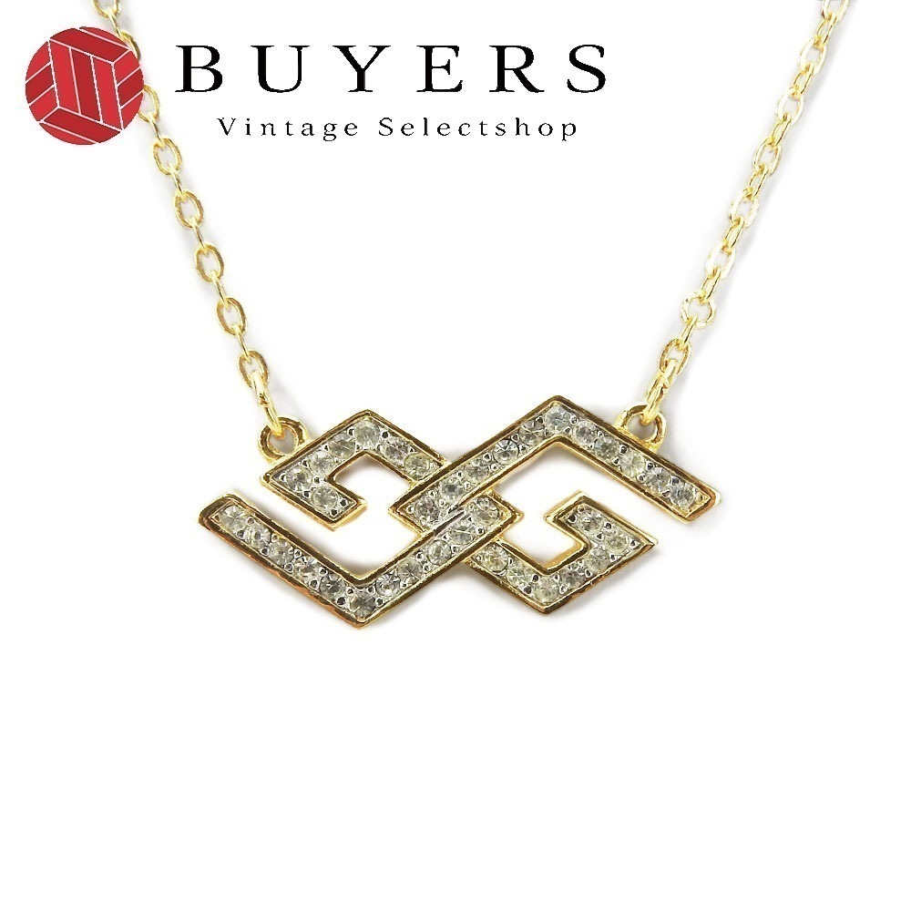 中古 ネックレス ラインストーン メタル ゴールド ロゴ GP アクセサリー レディース 女性