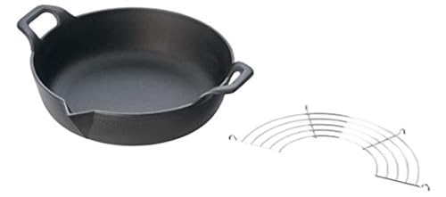 岩鋳(Iwachu) 天ぷら鍋 黒 内径26.5cm 南部鉄器 天ぷら鍋平底27 25102