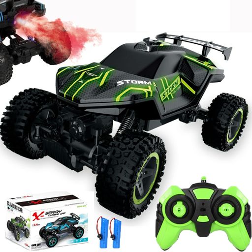 ラジコンカー こども向け オフロード スタントカー RCカー 操作時間70分 4WD 四輪駆動 1/16 五つライトモード 水スプレー USB充電式 LED搭載 玩具 子供 車 の オモチャ 贈り物【