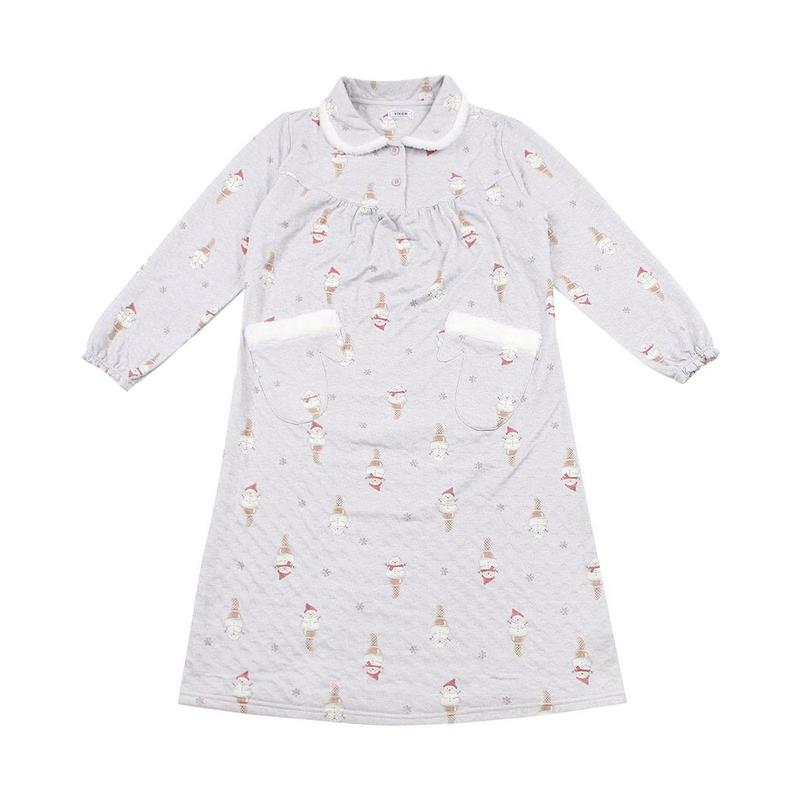 ボアの雪だるまプリント三重織ワンピースパジャマ GW1959A_BP