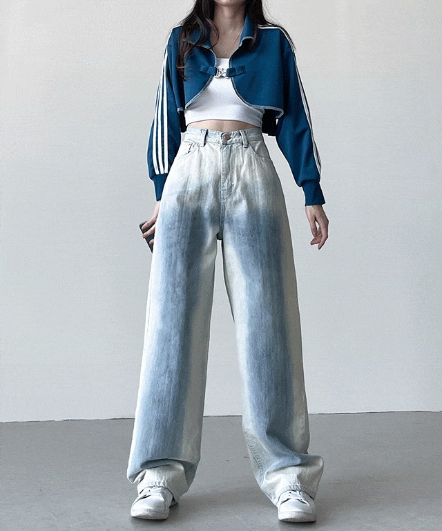 [OOTJ] 湖 ソラシワ ウォッシング ワイド デニム パンツ 5,040円