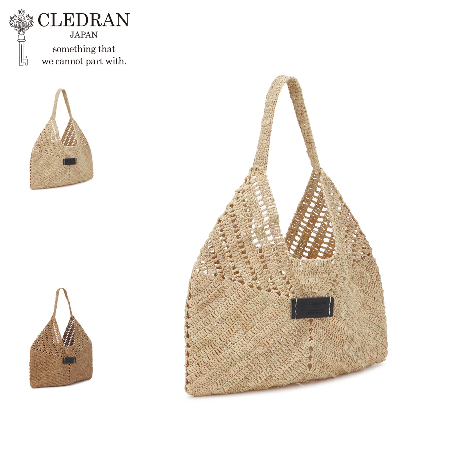 トートバッグ レディース 軽量 HAND&WORK RAFFIA TRIANGULAR ベージュ ダーク ベージュ CL3952