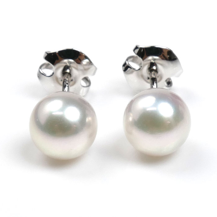 TASAKI タサキ K18WG ホワイトゴールド ピアス パール約7.0mm 1.8g レディース 中古 美品