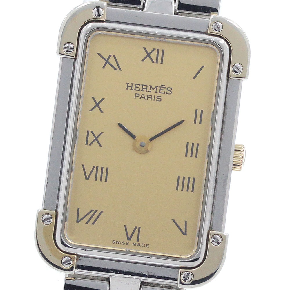 エルメス HERMES CR1.240 クロアジュール クォーツ レディース 内箱・保証書付き_898123【中古】