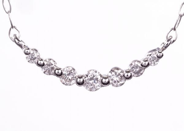 憧れの最高級天然 ダイヤモンド ネックレス 華奢 スマイル 7連 プラチナ 国内生産品 ダイヤ使