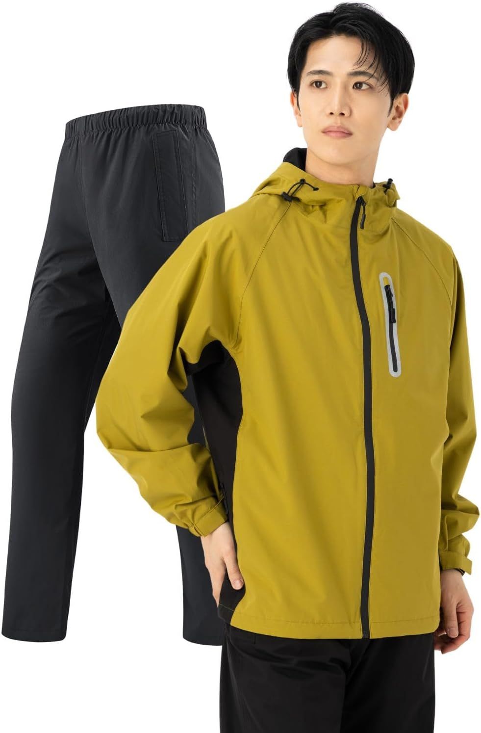 レインウェア 上下セット メンズ 通勤 通学 防水 撥水 雨具 自転車 登山 釣り バイク 【180度視界クリア】【裏地メッシュｘ収納袋あり】