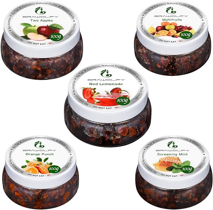 シーシャ フレーバーShisha Friut Set Hookah Mix Flavors 5x100g Packs Tobacco ＆ Nicotine( 5pcs-I, L)