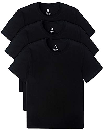 [BALLOT] Tシャツ メンズ 無地 半袖 肉厚生地 ヘビーウェイト 綿100％ 3枚組 (3XL, ブラック)