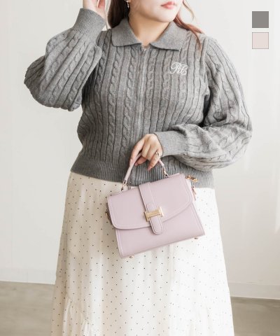 大きいサイズ レディース LL 3L 4L XL XXL XXXL ダブルジップケーブルニットカーディガン