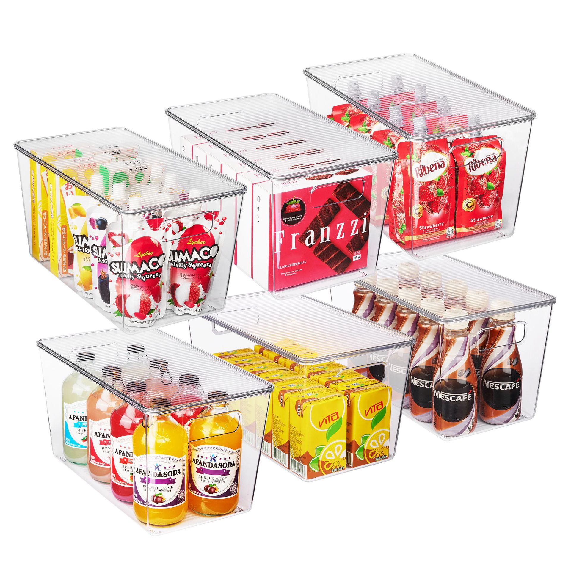 [ホットスタイル] 蓋付き透明 Xl ポータブル収納ボックスキッチン冷蔵庫果物と野菜の積み重ね可能な収納ボックス