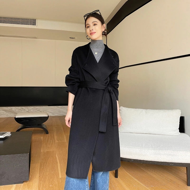 レディース ロング ウール コート チェスターコート 暖かい コート ロング丈コートベルト付き 着痩せ ポケット アウター 大きいサイズ 秋冬 きれいめ