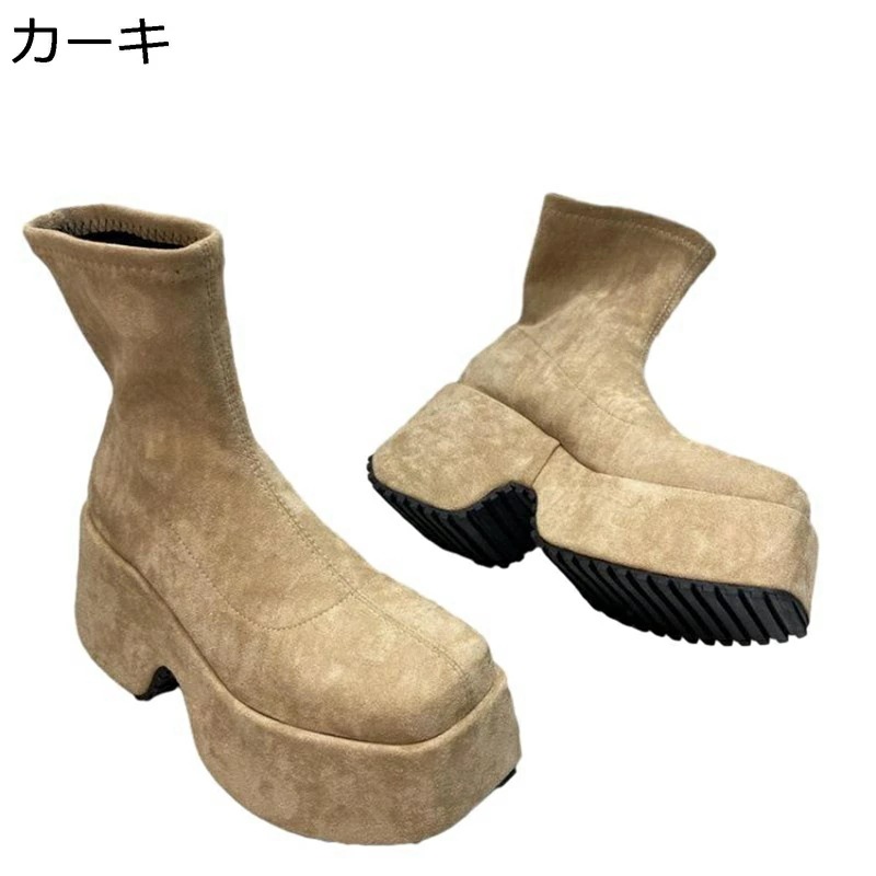 ショートブーツ スエード ブーティ ハイヒール7cm プラットフォーム スエード 厚底 原宿風 レディースブーツ ハーフブーツ 秋靴 冬靴 柔らかい カジュアル ファッション 痛くない