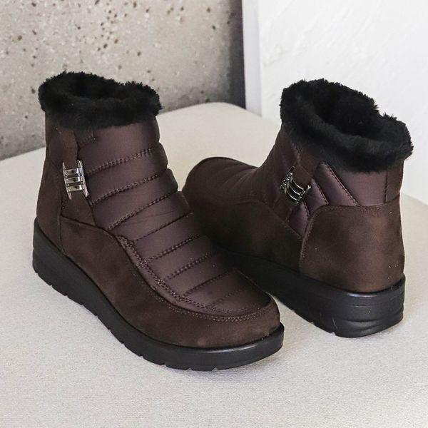 女性用ファーブーツ 冬 パディング ショートブーツ 防寒靴_P411815301