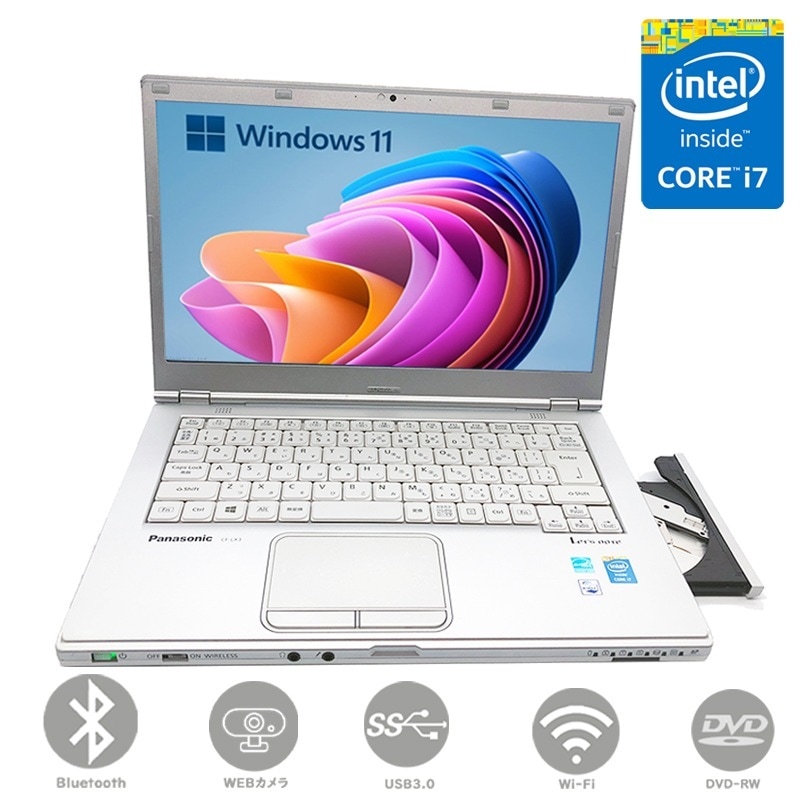 ノートパソコン ノートPC 第四世代 最上級Core i7 レッツノート CF-LX3 Win11 MSoffice2021 SSD128GB メモリ8GB DVD-RW カメラ BT 無線 HDMI