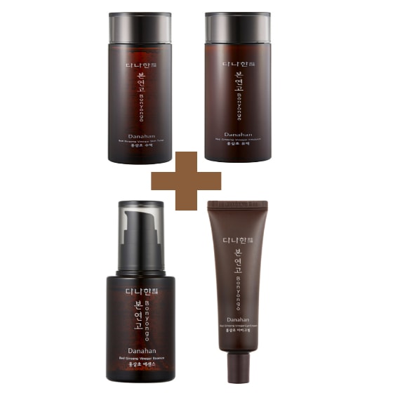 本軟膏 紅参酢 水液 150ml + 本軟膏 紅蔘草 乳液 150ml + 本軟膏 紅蔘草 エッセンス 45ml + 本軟膏 紅蔘草 アイ クリーム 30ml