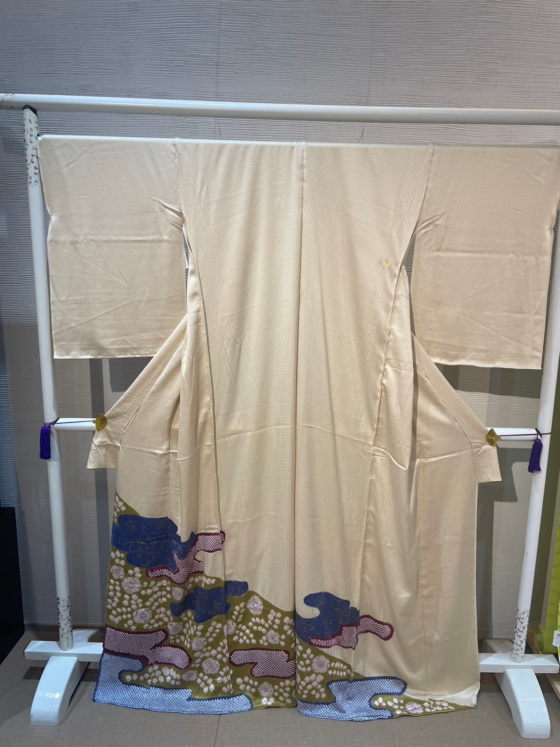 附下訪問着 絞り 辻が花風 薄黄色 難あり [tsukesagehoumongi0010]