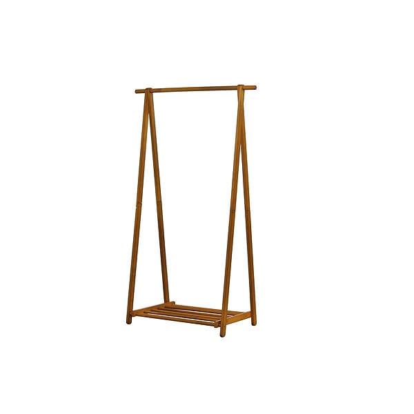 木製 A型 ハンガーラック/コートハンガー ブラウン 幅102.5cm 棚付き 折りたたみ可 ロングコート可