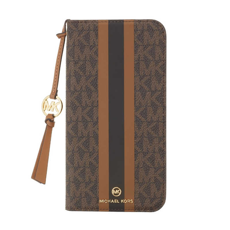 マイケルコース　Folio Case Stripe With Tassel Charm for MagSafe for iPhone 14 Pro Max 3眼　MKSTTCBRWFLIP2267