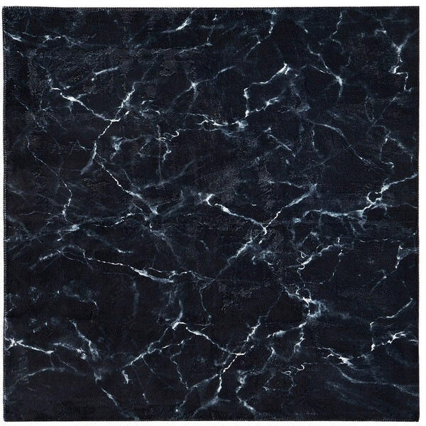 270608021 大理石柄のソフトフランネルラグ 190190 ブラック メーカー直送