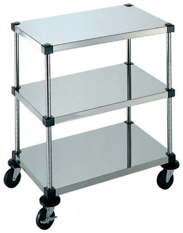 本間冬治工業 弁慶シェルフワゴン 3段 上中下段ボード棚 610x900xH827mm 6-3-3B-9 49,636円