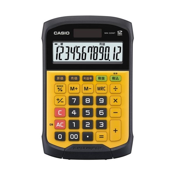 （まとめ）カシオ 防水/防塵電卓 12桁ミニジャストタイプ WM-320MT-N 1台[x2セット]